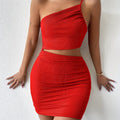 Women's Dresses - Solid Sexy Backless One Shoulder Bodycon Dress - Polyester - For Parties & Night Out - For Women - Showcases Your Curves - Perfect Gift for Birthday & Special Occasions