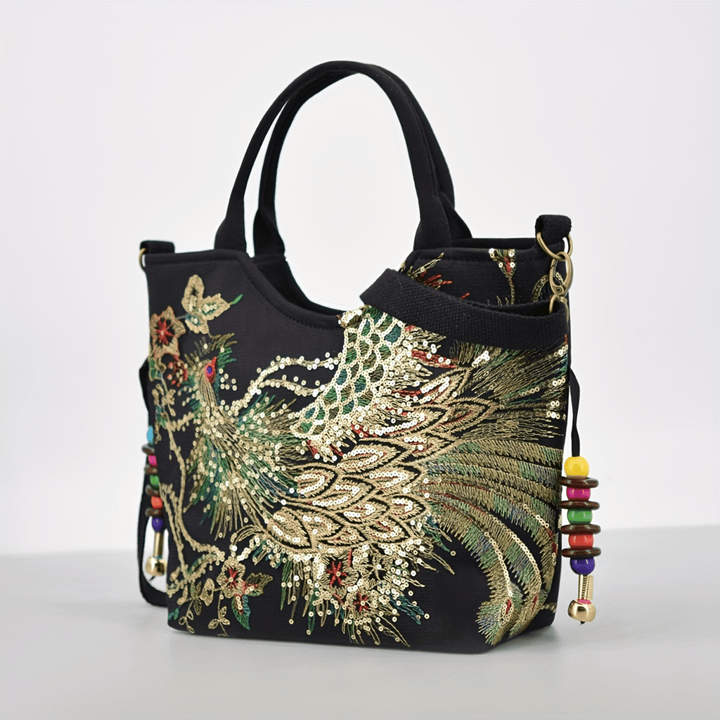[Fashion Satchel] Retro Style Wo 'S Embroidered Satchel Bag | Fashion Double Handle Purse with Removable Strap