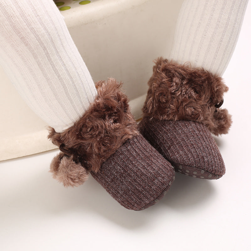 Newborn Baby Socks and Shoes for Girls, First Steps Soft Non-Slip Warm Infant Shoes