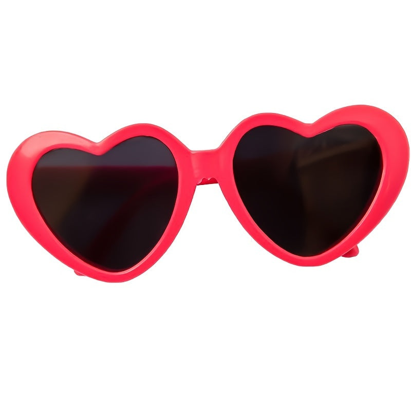 Pet Fashion Glasses for Dogs & Cats - Heart-Shaped Glasses with Yellow Lenses, Soft Fabric & Adjustable Strap, Cute Animal Costume Accessories for All Breeds, Dog Fashion Glasses, Playful Pet Accessory, Comfor