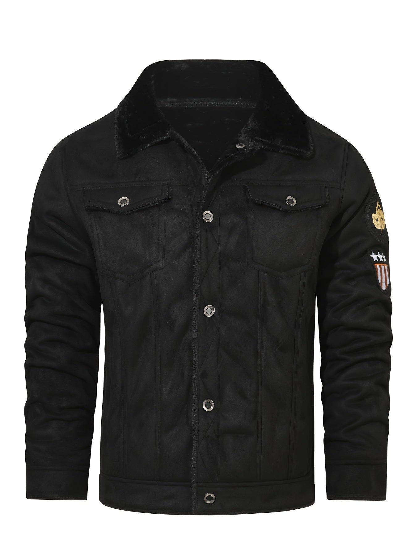 H01 Faux Fur Coat Composite Plush Thickened Warm Men's Jacket