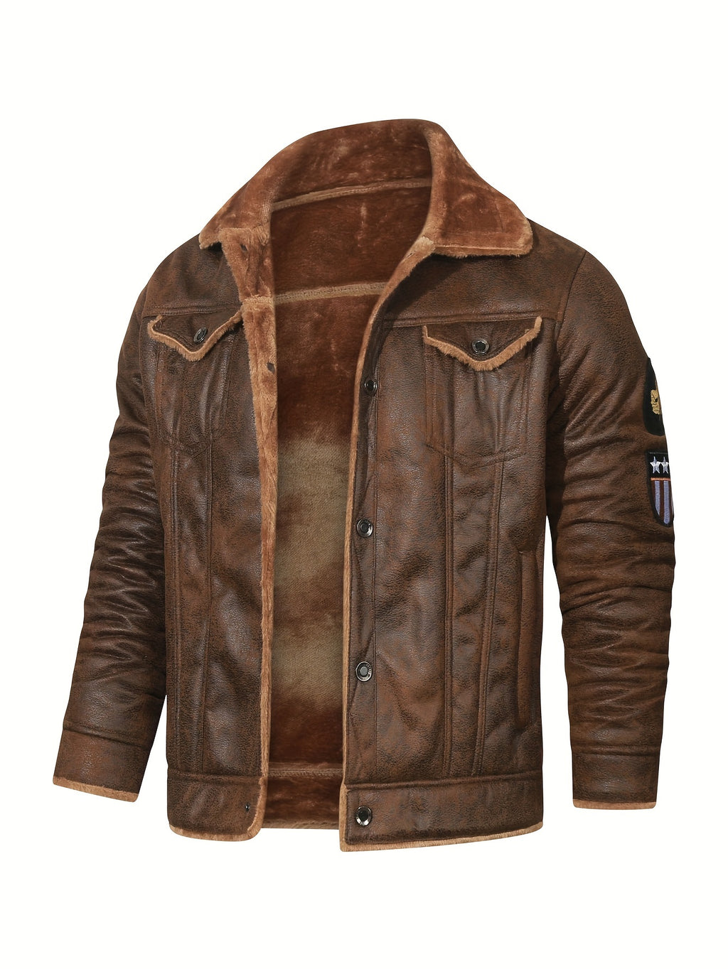 H01 Faux Fur Coat Composite Plush Thickened Warm Men's Jacket