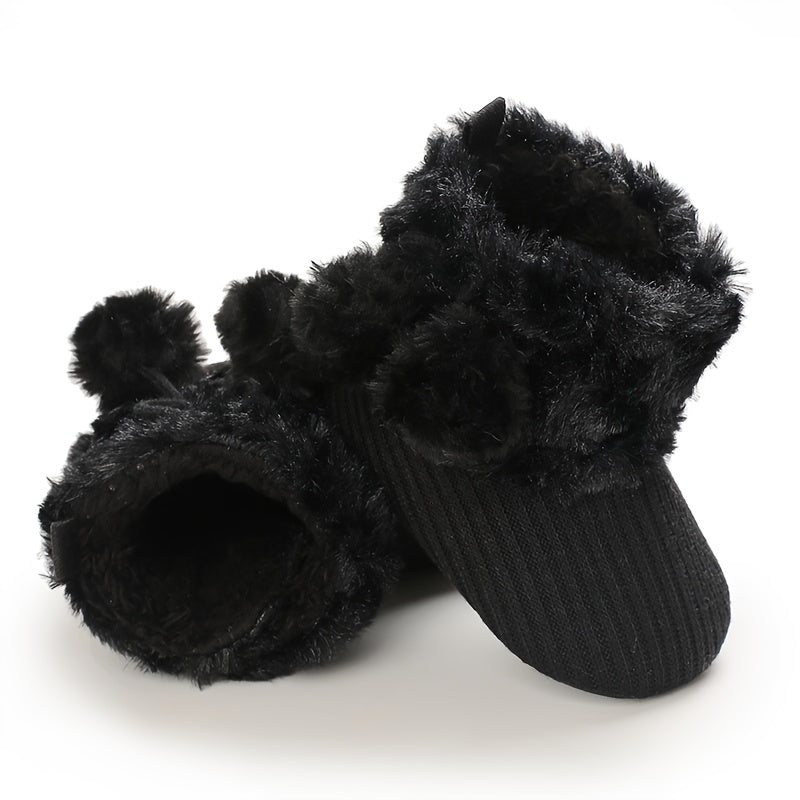Newborn Baby Socks and Shoes for Girls, First Steps Soft Non-Slip Warm Infant Shoes