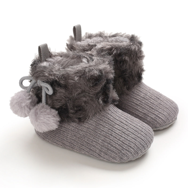 Newborn Baby Socks and Shoes for Girls, First Steps Soft Non-Slip Warm Infant Shoes