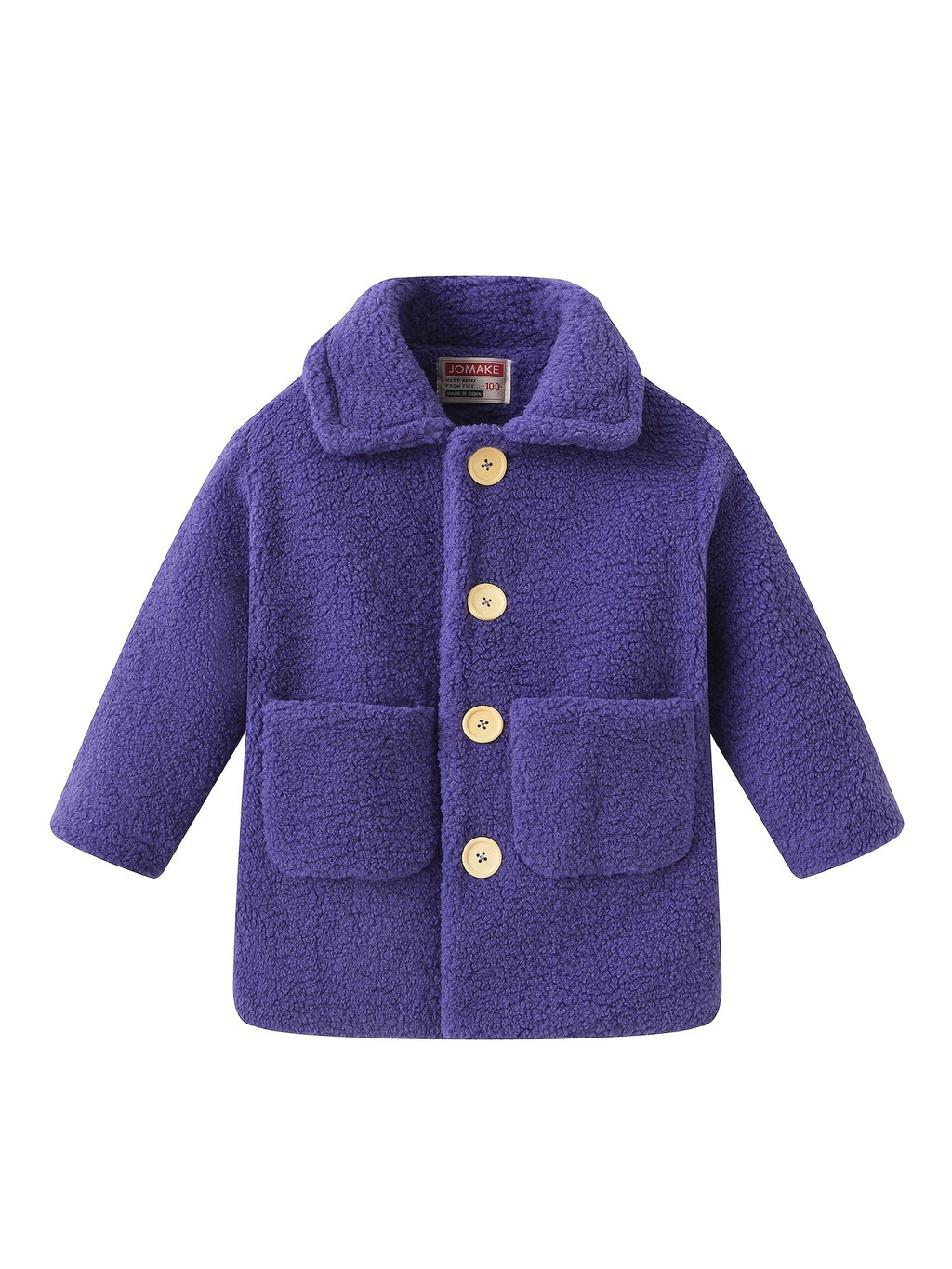 [Lamb Fur Jacket] Girls' Lamb Fur Jacket | JOMAKE Korean-Style Lapel Collar, Two-Tone, Warm Windbreaker with Pockets, Lining, Button Closure, Long Sleeves for Winter