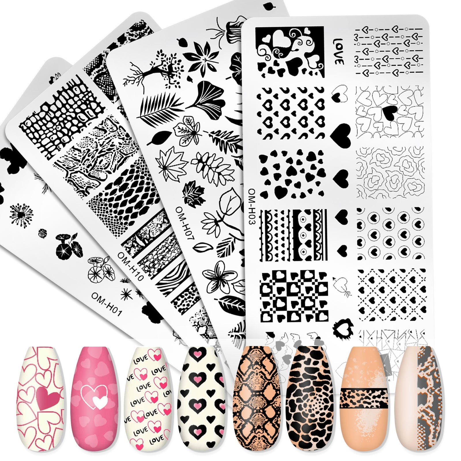 Professional Nail Transfer Tool with Nail Enhancement Templates - Odorless DIY Manicure & Pedicure System for Salon & Use, Temporary/Permanent Nail Stamping Press Plate