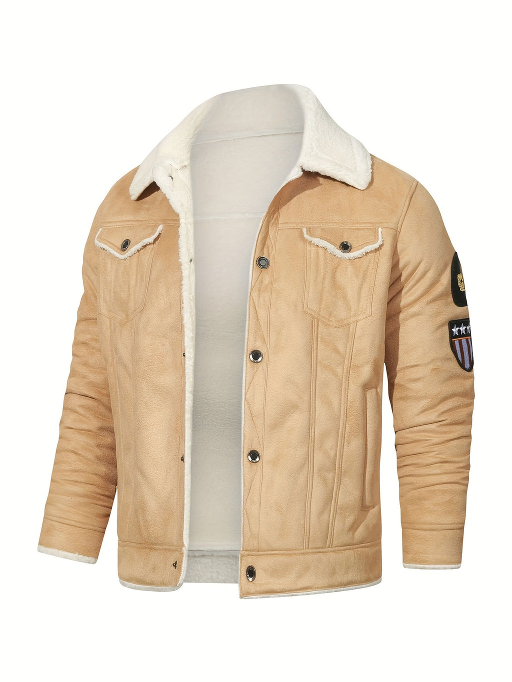H01 Faux Fur Coat Composite Plush Thickened Warm Men's Jacket