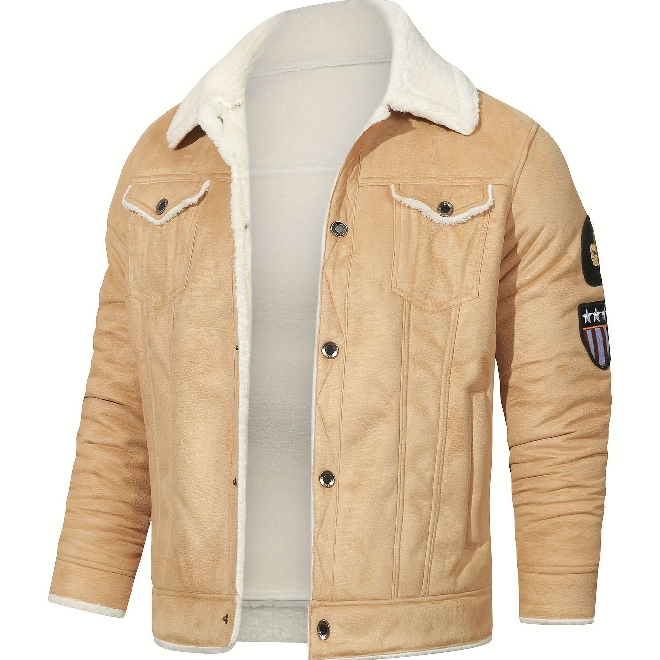 H01 Faux Fur Coat Composite Plush Thickened Warm Men's Jacket