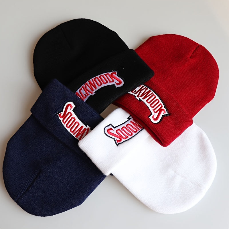 1pc "BACKWOODS" Knitted Hat Thermal Cap For Men - Warm & Cozy - Wool Blend - Perfect for Winter & Outdoor Activities - Ideal Gift for Him