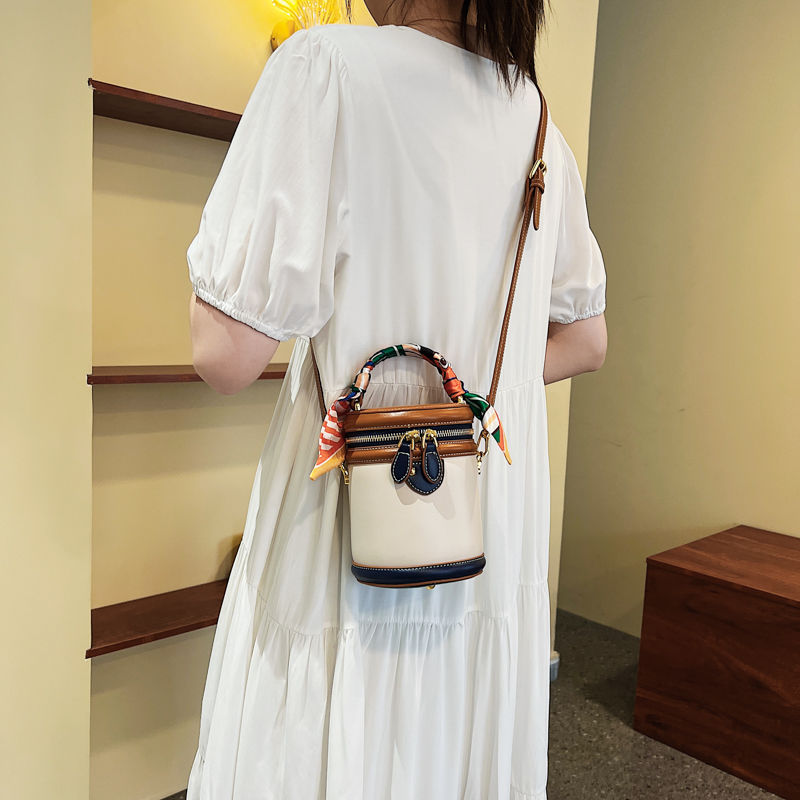 Fashionable Round Cylinder Handbag | Small Shoulder and Crossbody Women'S Bag, Synthetic Faux Leather, Zipper Closure