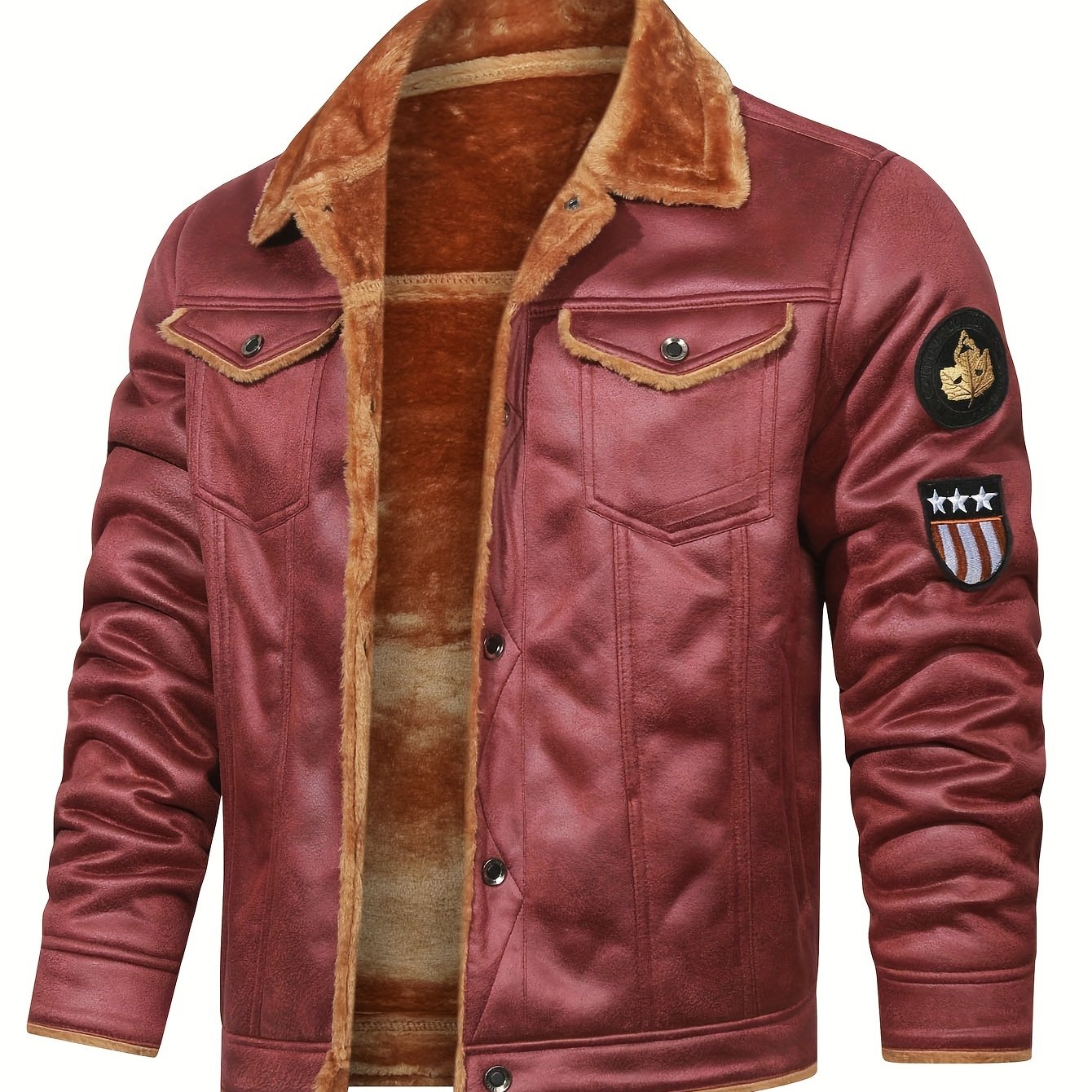 H01 Faux Fur Coat Composite Plush Thickened Warm Men's Jacket