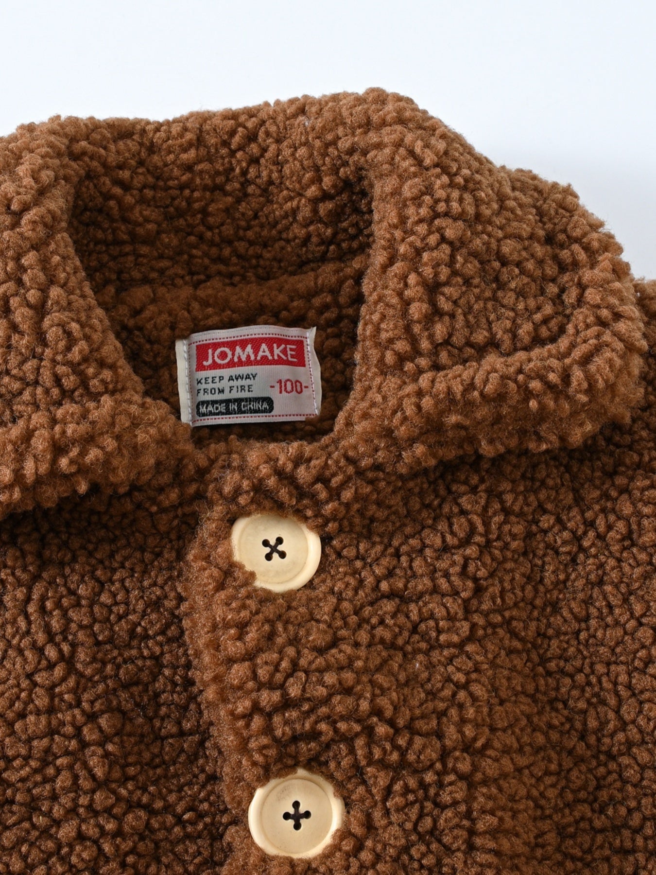 [Lamb Fur Jacket] Girls' Lamb Fur Jacket | JOMAKE Korean-Style Lapel Collar, Two-Tone, Warm Windbreaker with Pockets, Lining, Button Closure, Long Sleeves for Winter