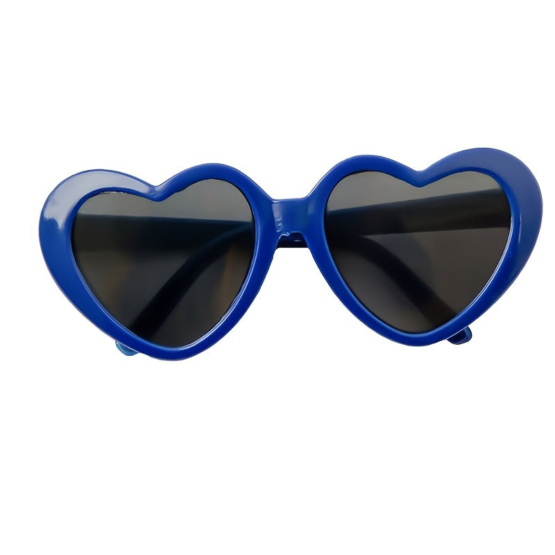 Pet Fashion Glasses for Dogs & Cats - Heart-Shaped Glasses with Yellow Lenses, Soft Fabric & Adjustable Strap, Cute Animal Costume Accessories for All Breeds, Dog Fashion Glasses, Playful Pet Accessory, Comfor