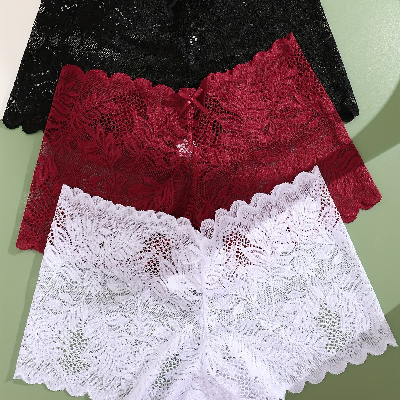 3pcs Set of Women's Sexy Low Waist Contrast Lace Square Panties
