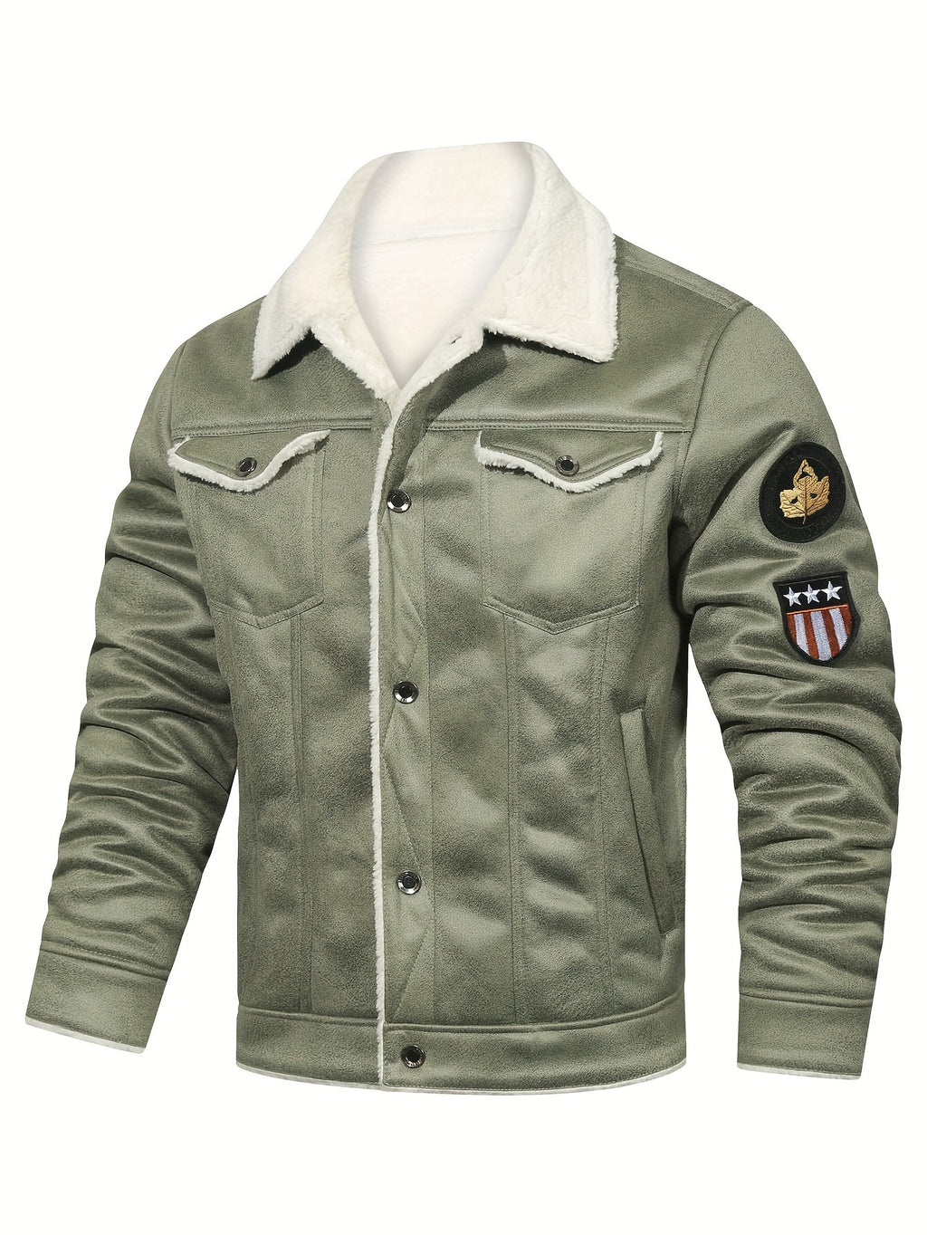 H01 Faux Fur Coat Composite Plush Thickened Warm Men's Jacket