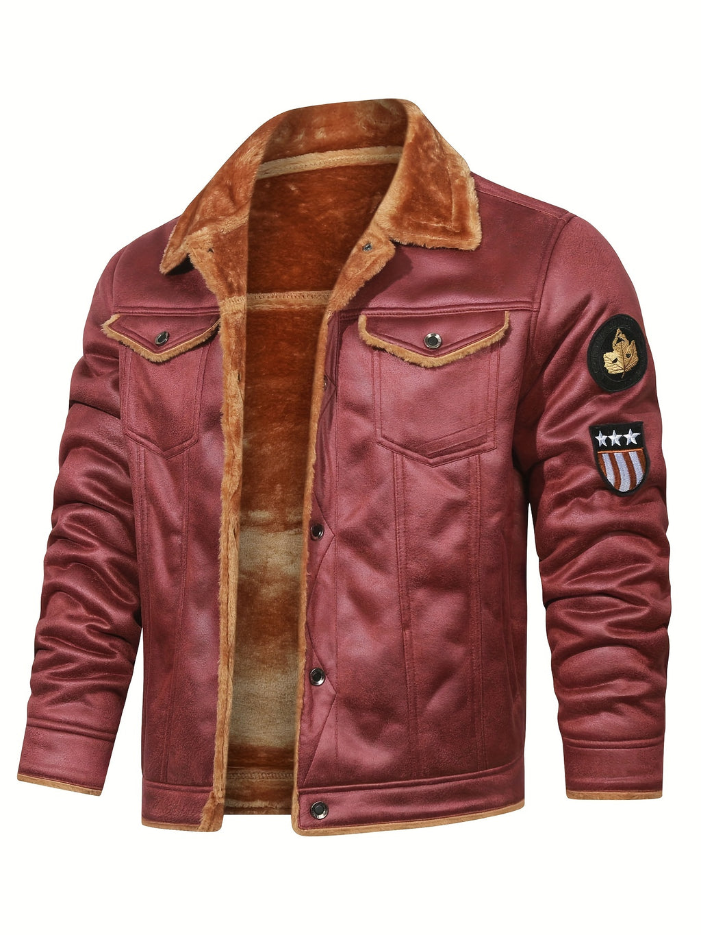 H01 Faux Fur Coat Composite Plush Thickened Warm Men's Jacket