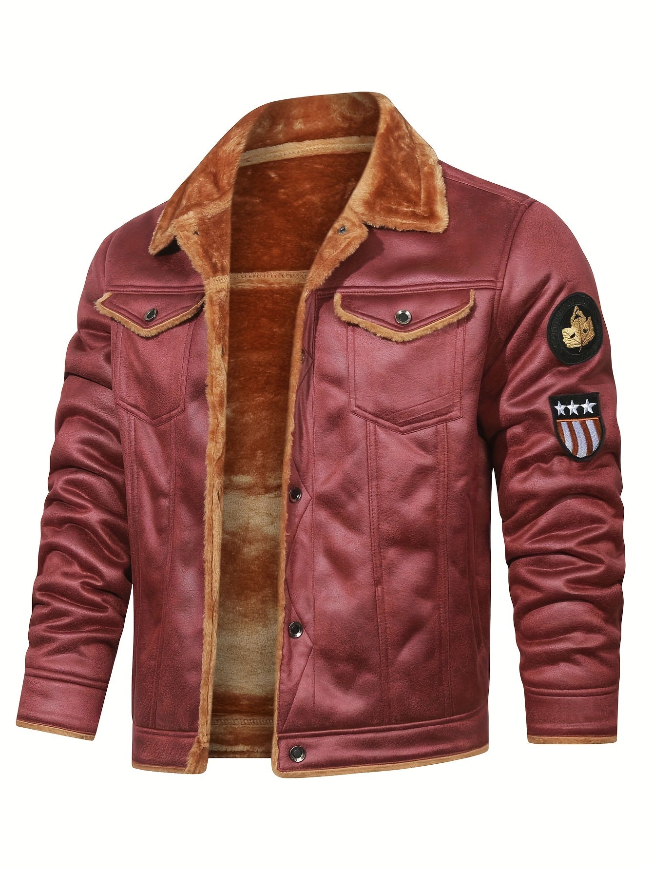 H01 Faux Fur Coat Composite Plush Thickened Warm Men's Jacket
