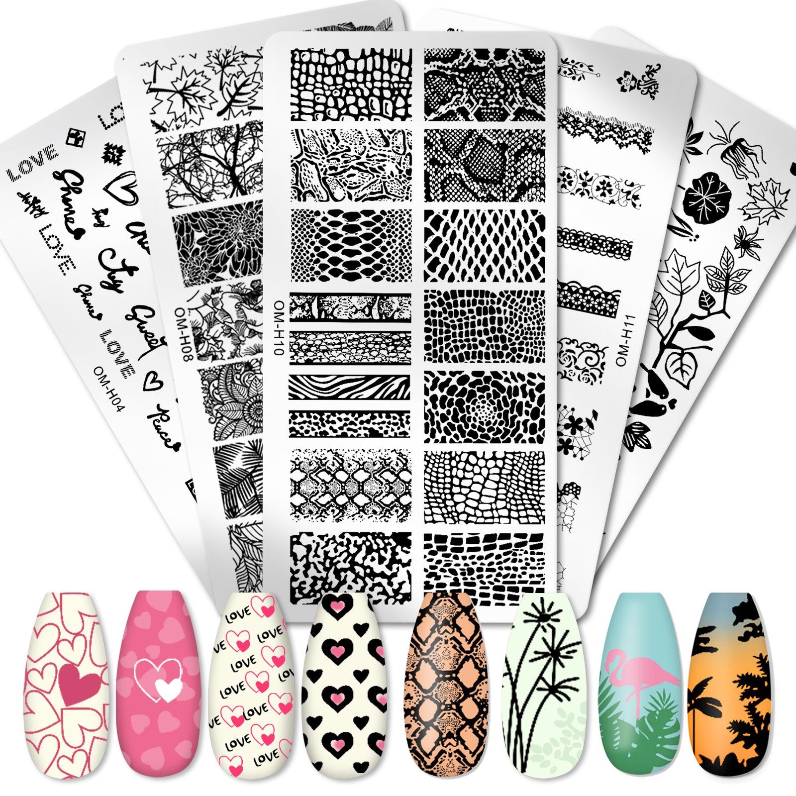 Professional Nail Transfer Tool with Nail Enhancement Templates - Odorless DIY Manicure & Pedicure System for Salon & Use, Temporary/Permanent Nail Stamping Press Plate