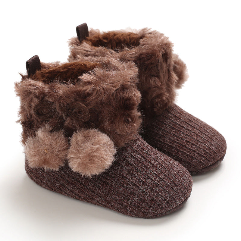 Newborn Baby Socks and Shoes for Girls, First Steps Soft Non-Slip Warm Infant Shoes