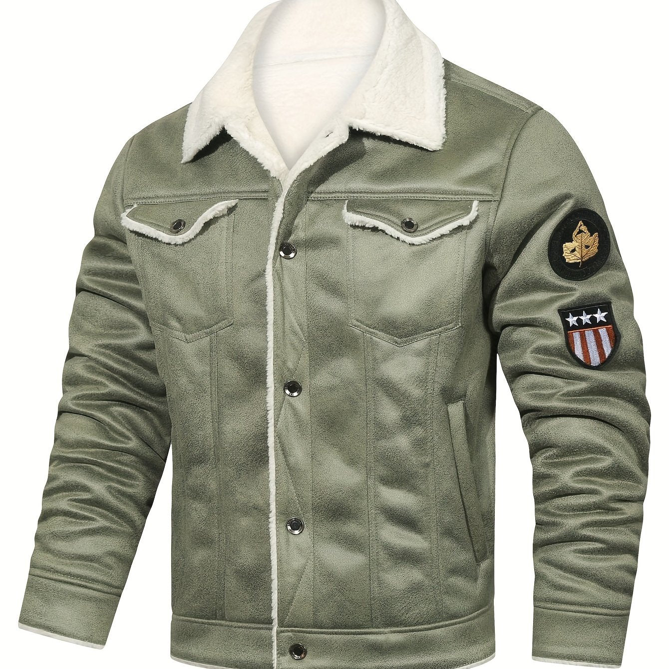 H01 Faux Fur Coat Composite Plush Thickened Warm Men's Jacket