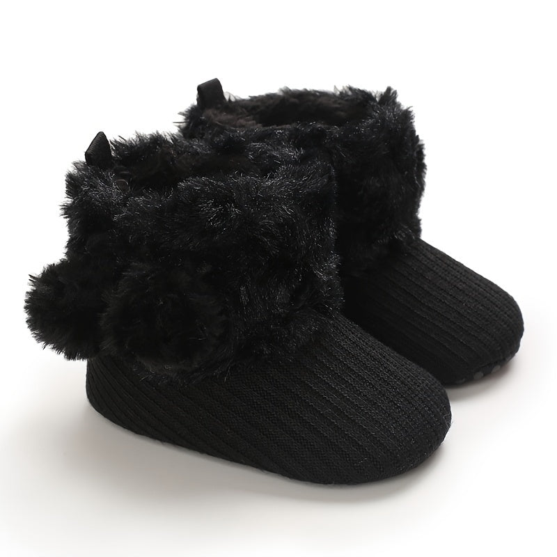 Newborn Baby Socks and Shoes for Girls, First Steps Soft Non-Slip Warm Infant Shoes