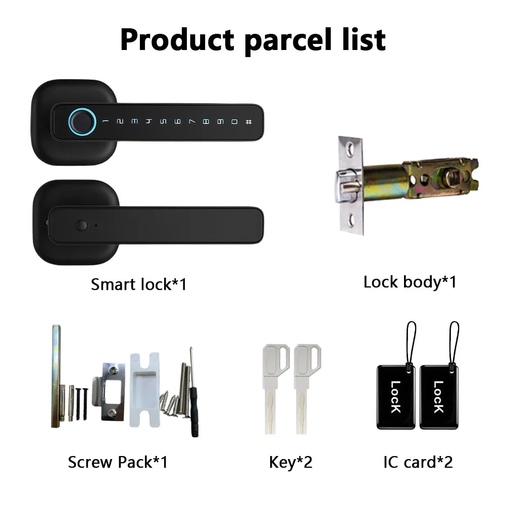 RAYKUBE M6 Tuya BLE Bedroom Digital Electronic Lock Fingerprint Door Lock with Password/Key/IC Card/ Tuya APP Unlock From USA