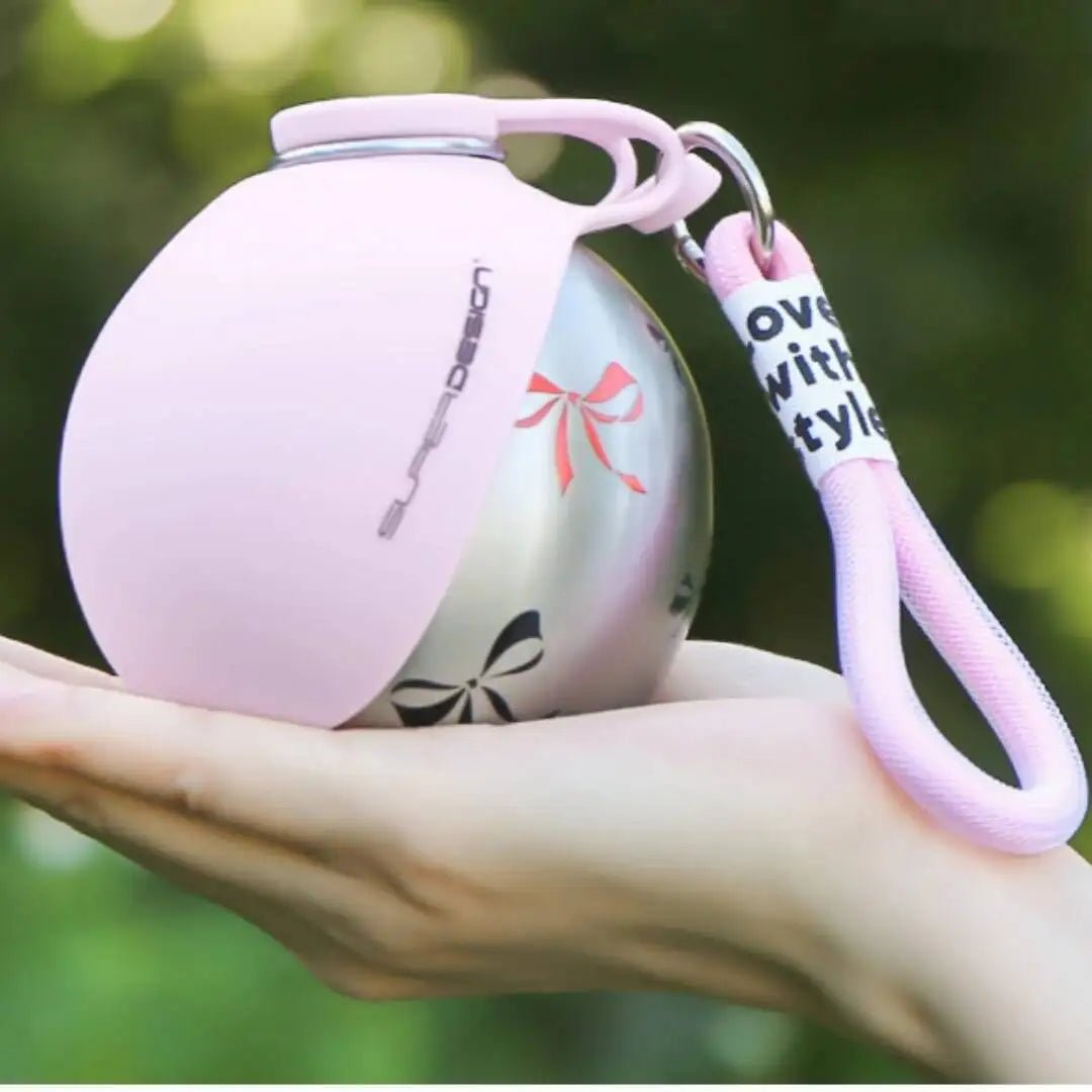 2-in-1 Portable Dog Water Bottle 285ML Stainless Steel&Silicon Leak-Proof Compact Dog Outside Travel Water Bottle for Small Dogs