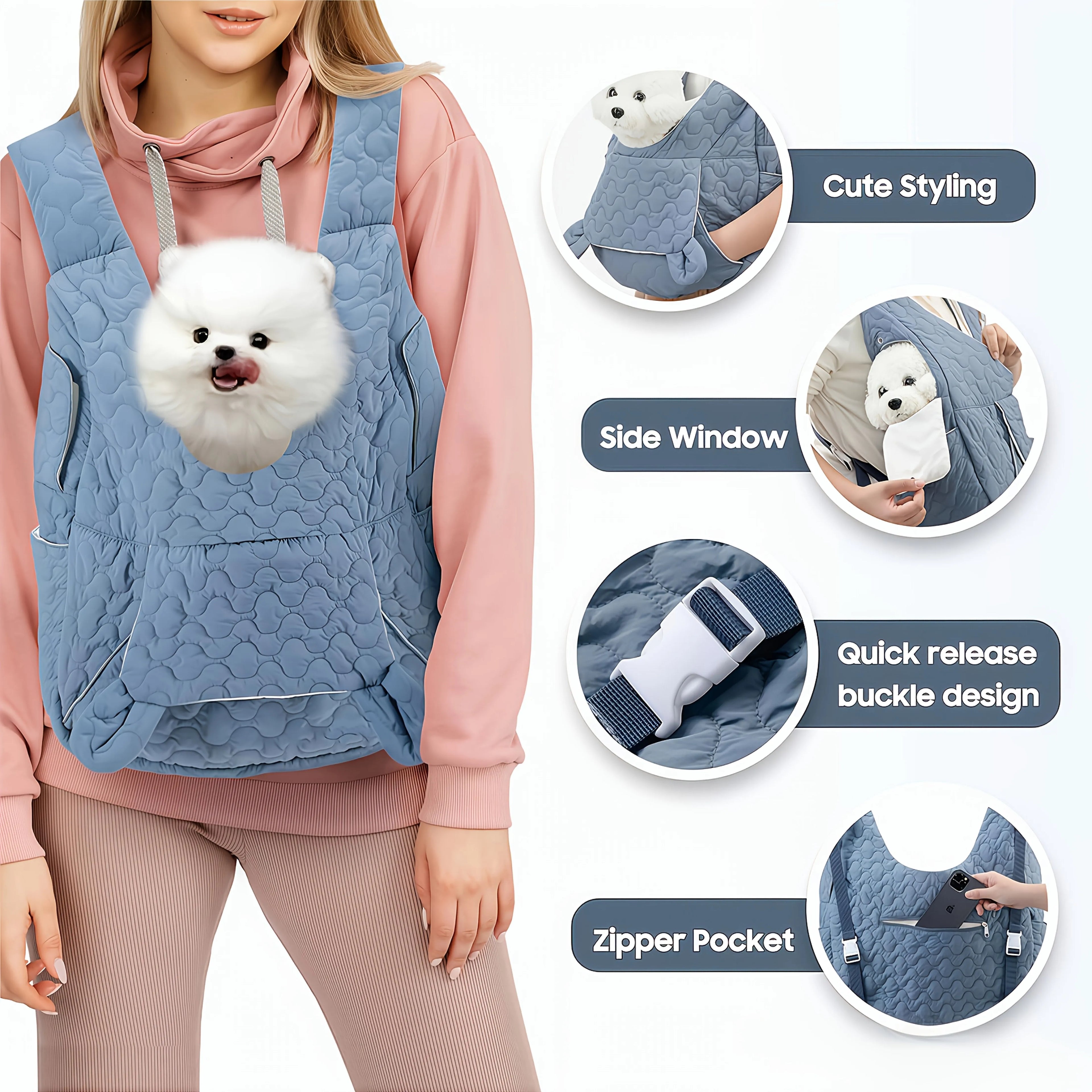 Portable Pet Backpack for Cats & Dogs, Breathable & Comfortable, Outdoor Travel Carrier for Small Medium Pets.