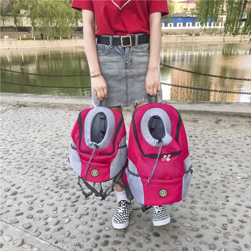 Pet Backpack Portable Portable dog Double Shoulder bag  Outdoor Travel cat Carrier Bag Pet Dog Front Bag Mesh Backpack