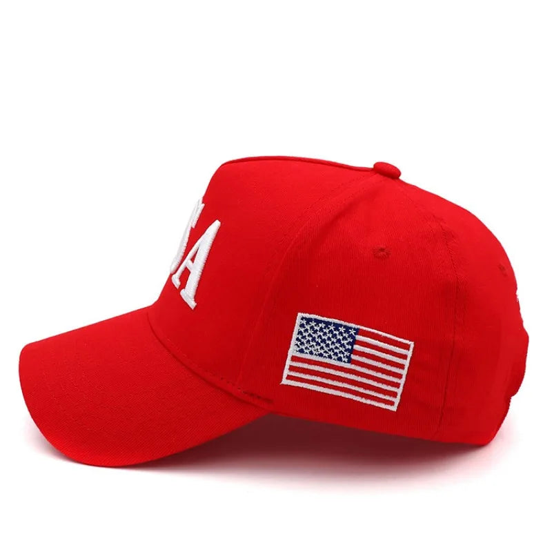 2024 New American Election Hat Letter Embroidered Red Cap American Flag Baseball Cap Party Assembly Hat
