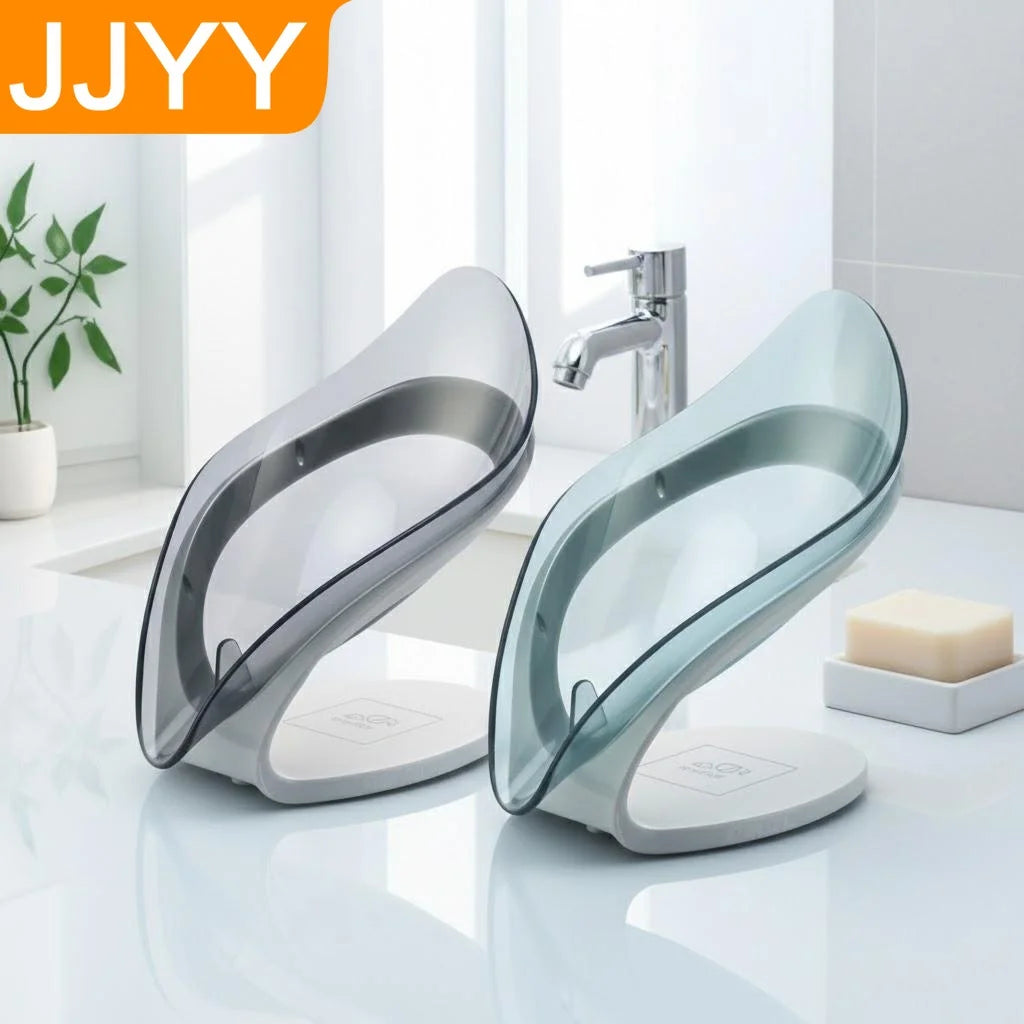 Leaf Shape Soap Box Freestanding Suction Cup Bathroom Organizer Storage Rack for Laundry Soap Accessories