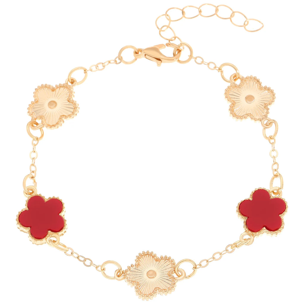 Five Petal Flower Bracelet Chain Tassel Colorful Enamel Charm Women Fashion Elegant Jewelry Gift Trendy Accessory