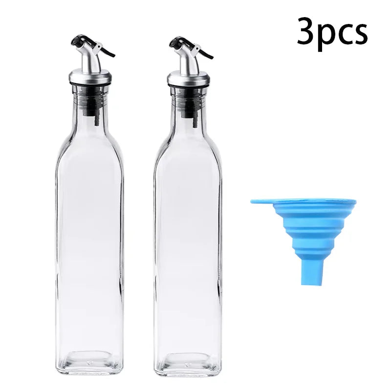 FAIS DU Glass Oil Bottle Olive Oil Dispenser for Kitchen with Silicone Funne Kitchen Seasoning Sauce Vinegar Bottle Kitchen Tool