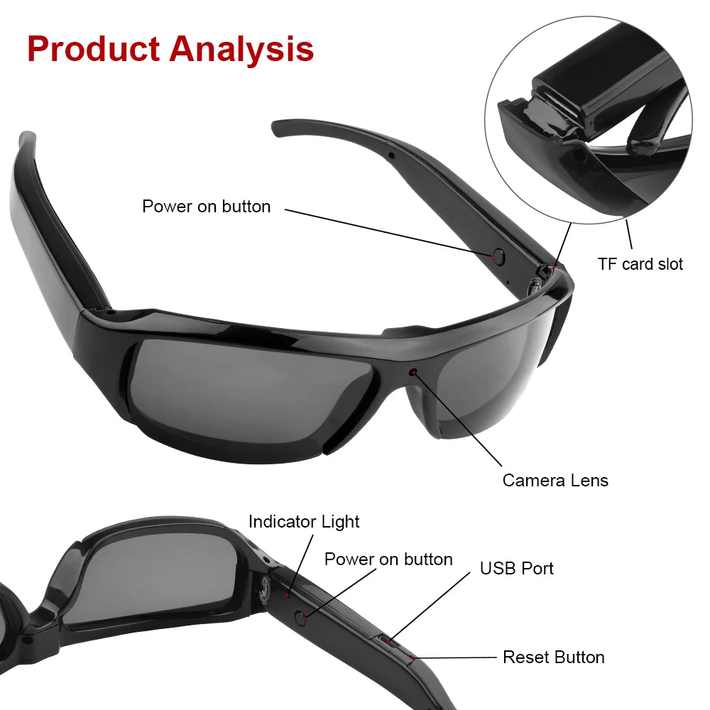 Wearable HD 1080P Mini Glasses Camera Portable Outdoor Security Sports DV DVR Video Recorder Surveillance Camcorder For Driving