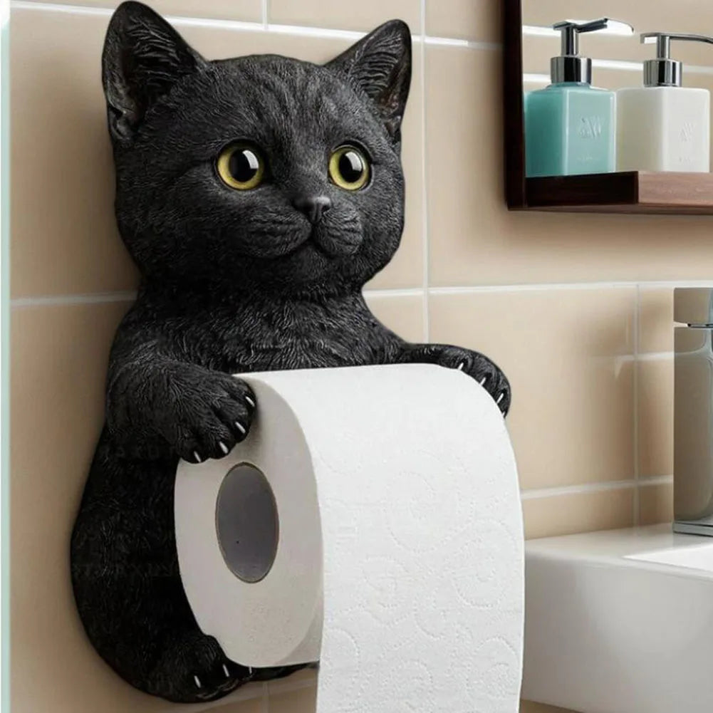 Wall Mount Toilet Paper Roll Holder Cat Paper Roll Holder Animal Paper Towel Holder for Bathroom Kitchen Small Spaces Farmhouse