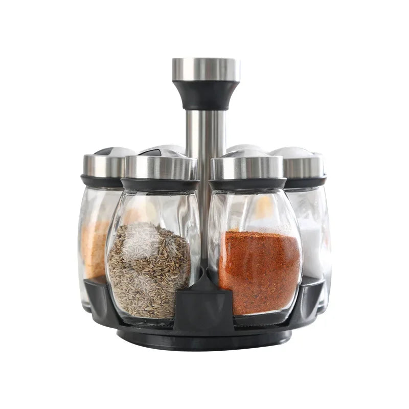 NEW Single Bottle Glass Jar and Spice Jar Set Rack Glass Seasoning Sugar Pepper Bottles Salt Shakers Holder Kitchen Storage Rack