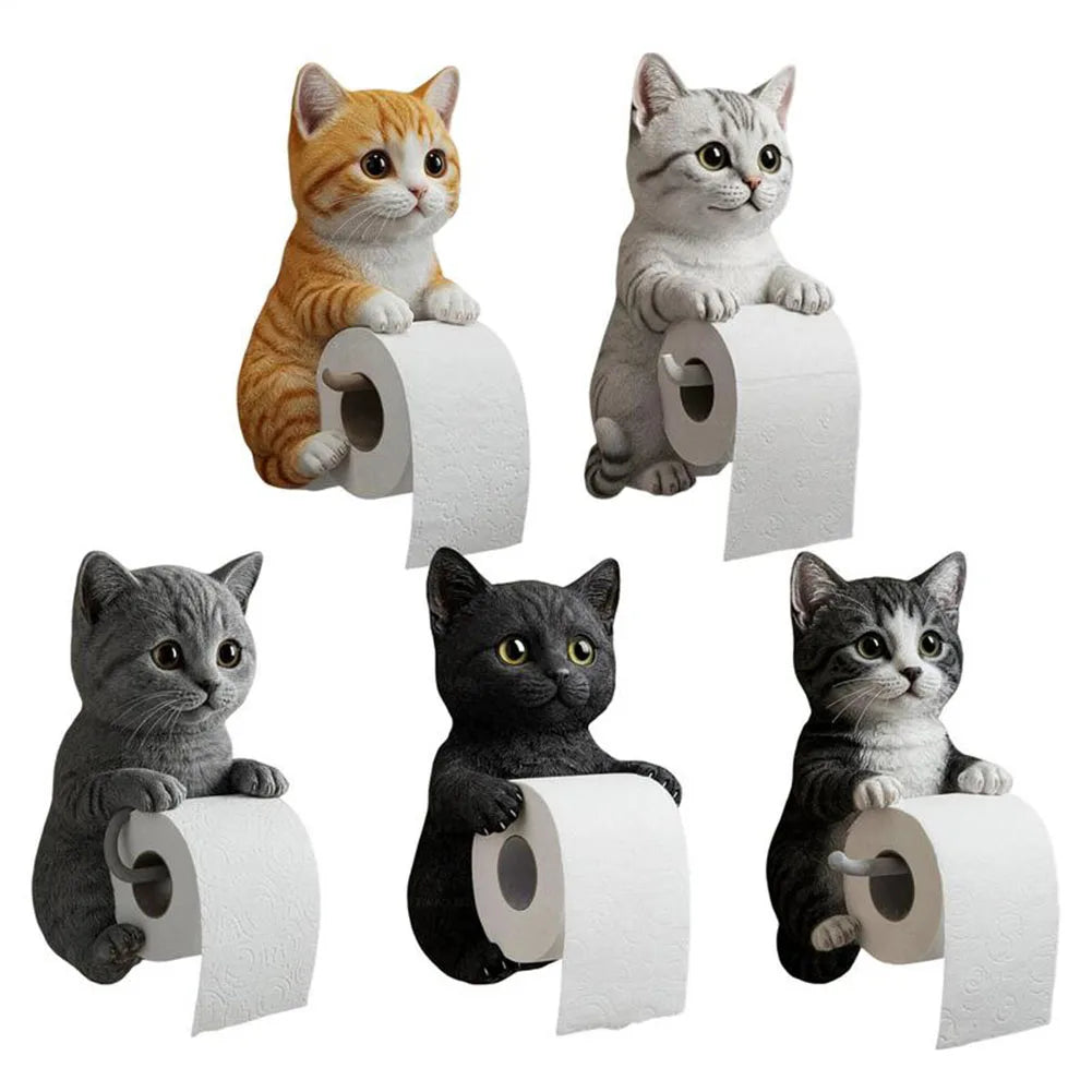 Wall Mount Toilet Paper Roll Holder Cat Paper Roll Holder Animal Paper Towel Holder for Bathroom Kitchen Small Spaces Farmhouse