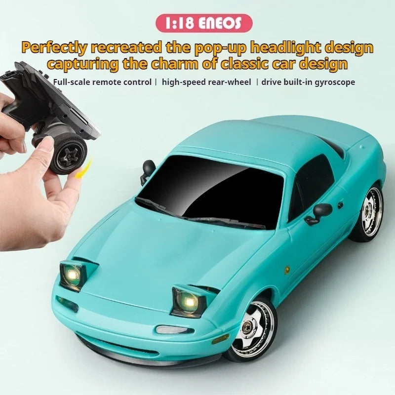 New 1:18 Adorable Mx-5 Miata Rx7 Rc Drift Car 2.4g Esp Gyro Flip-Up Light Full Scale Remote Control Toy Car Kid Adult Xmas Gift