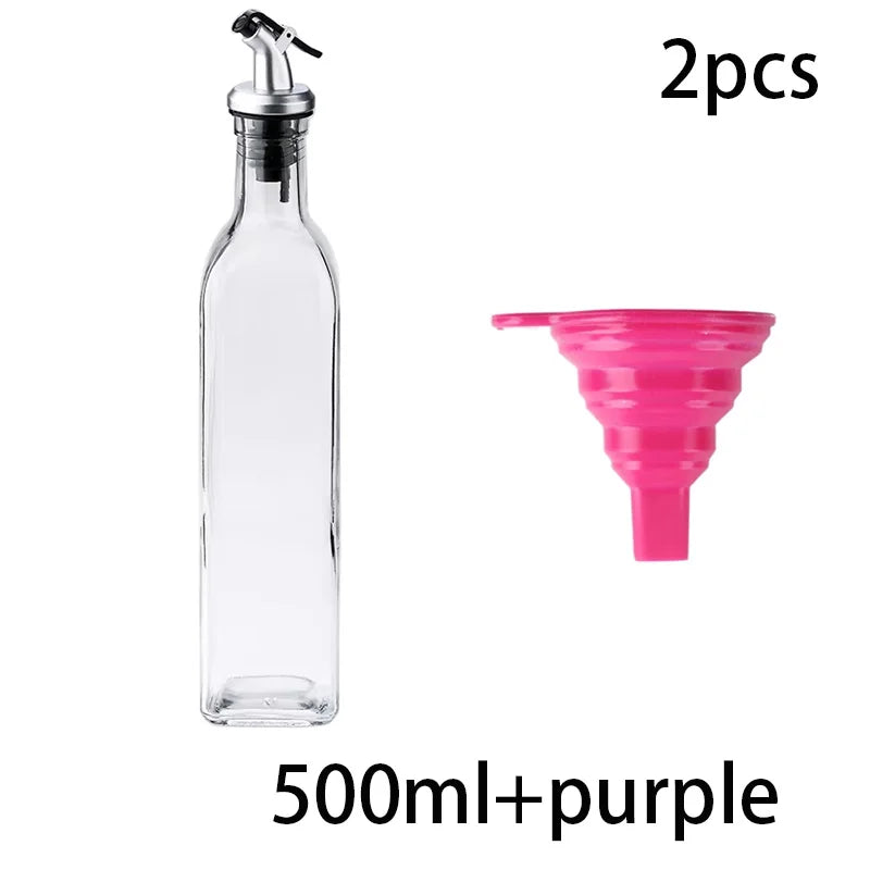 FAIS DU Glass Oil Bottle Olive Oil Dispenser for Kitchen with Silicone Funne Kitchen Seasoning Sauce Vinegar Bottle Kitchen Tool