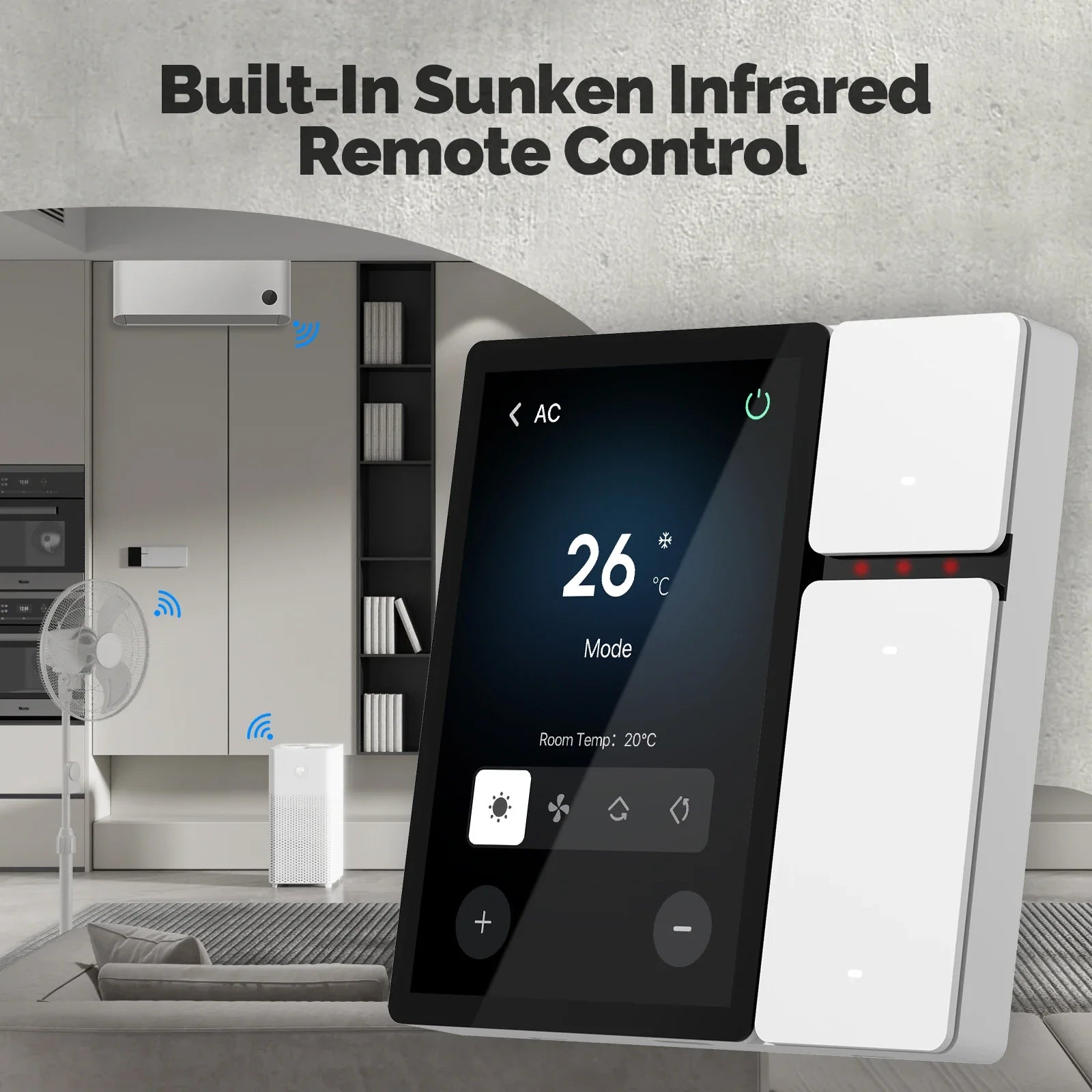 MOES Tuya WiFi Smart Control Panel 3.5" Touch Screen, 3 Relays & Buttons, IR Remote, Bluetooth Sigmesh Hub, Home Automation