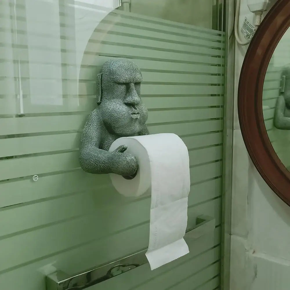 Wall Mounted Durable Roll for Bathroom Storage Holder Tissue Easter Island Moai Design Toilet Paper Rack Supplies