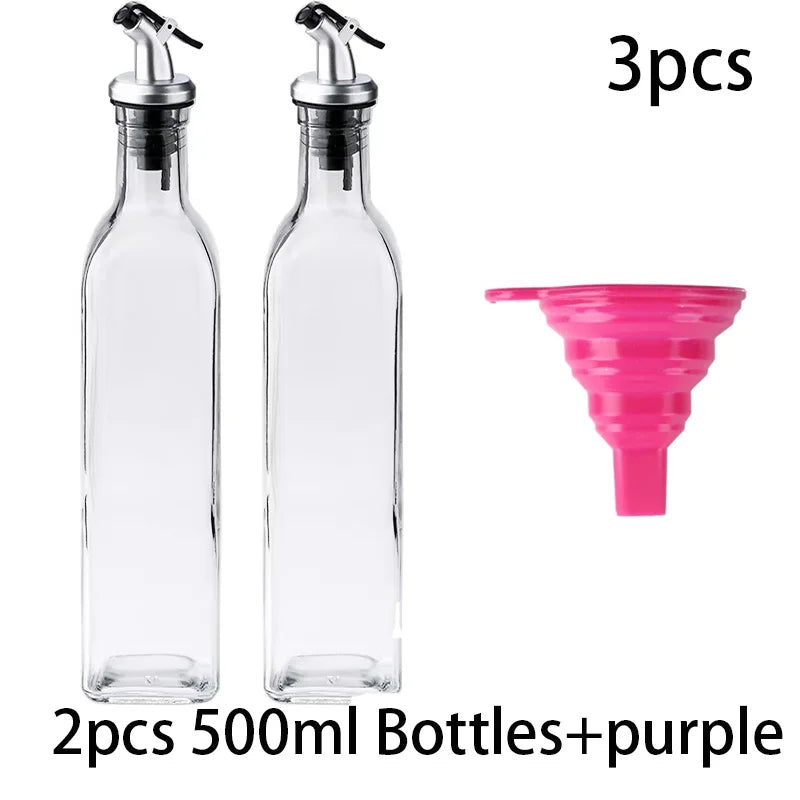 FAIS DU Glass Oil Bottle Olive Oil Dispenser for Kitchen with Silicone Funne Kitchen Seasoning Sauce Vinegar Bottle Kitchen Tool