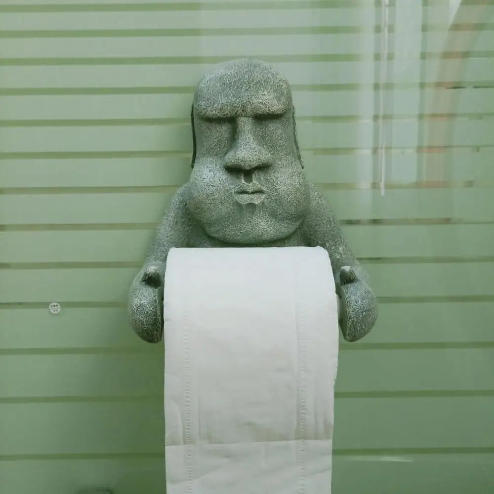 Wall Mounted Durable Roll for Bathroom Storage Holder Tissue Easter Island Moai Design Toilet Paper Rack Supplies