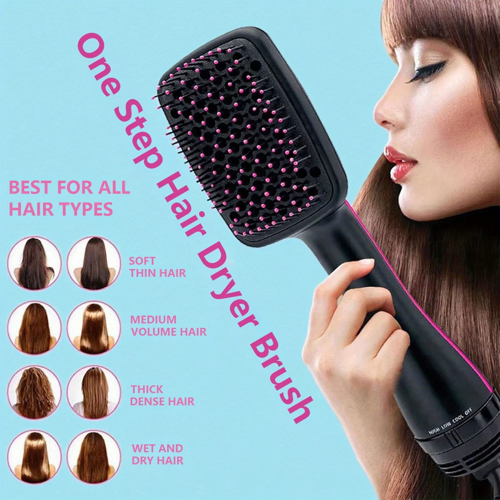 BLUTOOL 4-in-1 Hair Dryer, Curling Iron & Straightener for Women, Ideal Gift for All Hair Types (Wet/Dry Use)