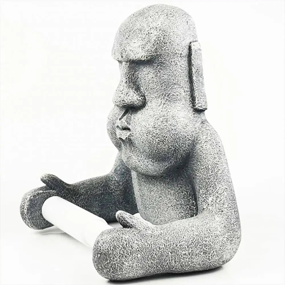 Wall Mounted Durable Roll for Bathroom Storage Holder Tissue Easter Island Moai Design Toilet Paper Rack Supplies