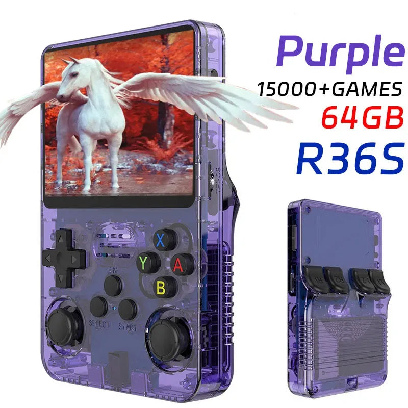 Open Source R36S Retro Handheld Game Console 3.5 Inch IPS Screen RK3326 Chip 15000+Games 64/128GB Portable Pocket Video Player