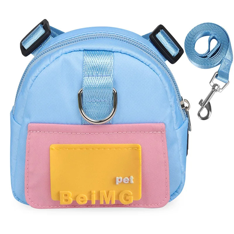 Pet Self Backpack Pet Self-backpack Cartoon Dog Chest Small Schoolbag Cat Dog Outdoor Travel Dog Backpack Pet Supplies Wholesale