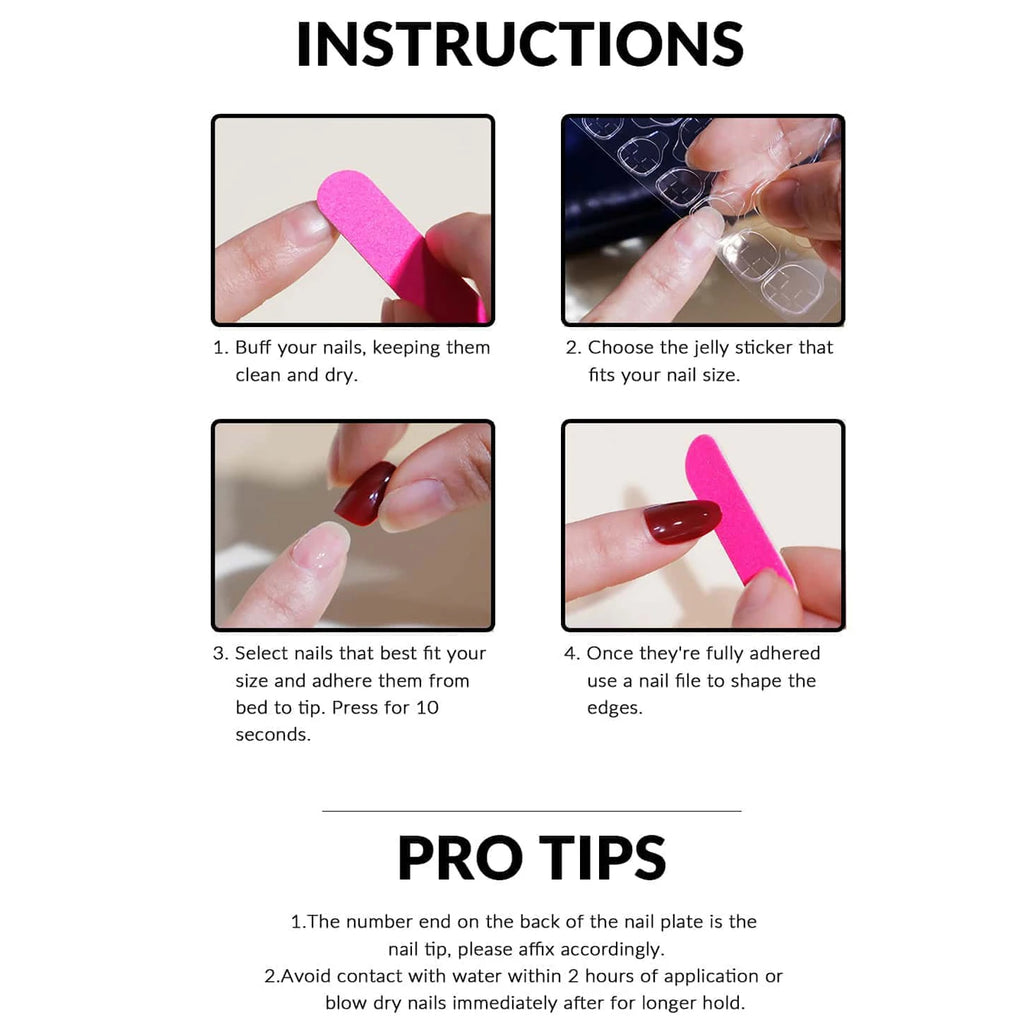 24 PCs Short French Simple Solid Nails with 1 Jelly Gel and 1 Nail File