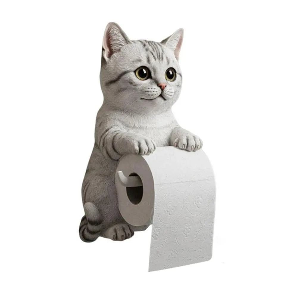 Wall Mount Toilet Paper Roll Holder Cat Paper Roll Holder Animal Paper Towel Holder for Bathroom Kitchen Small Spaces Farmhouse