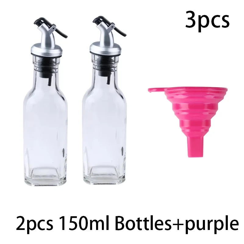 FAIS DU Glass Oil Bottle Olive Oil Dispenser for Kitchen with Silicone Funne Kitchen Seasoning Sauce Vinegar Bottle Kitchen Tool